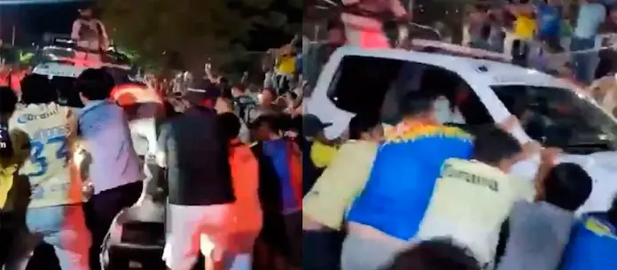 VIDEO | Aficionados del América sacuden patrulla de la Guardia Nacional durante celebración del bicampeonato
