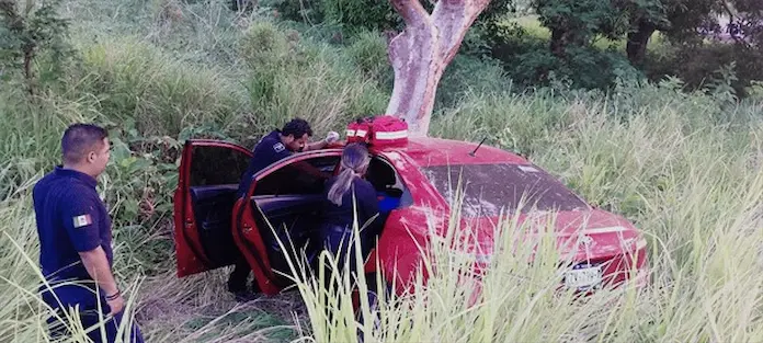 Conductora se impacta con árbol sobre la carretera federal 180