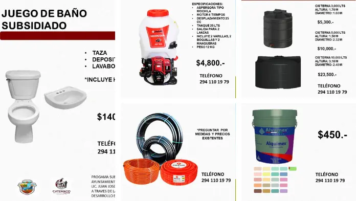 Catemaco ofrece a la ciudadania apoyos subsidiados