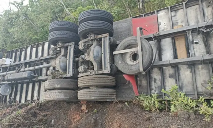Vuelca tráiler que transportaba carnes