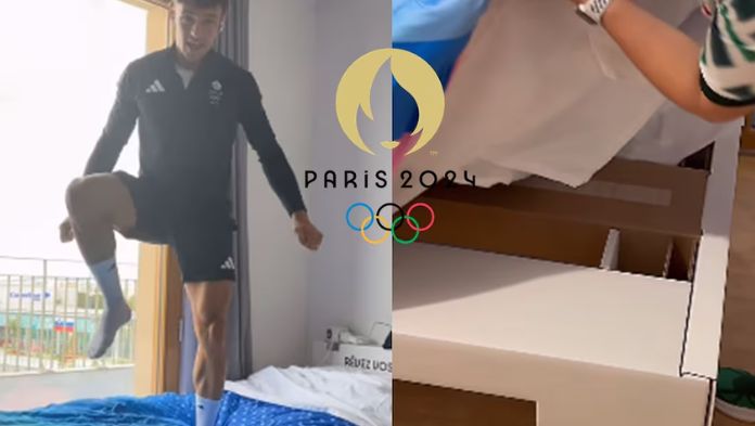 Deportista mexicana exhibe las camas de cartón que hay en la villa olímpica de París 2024