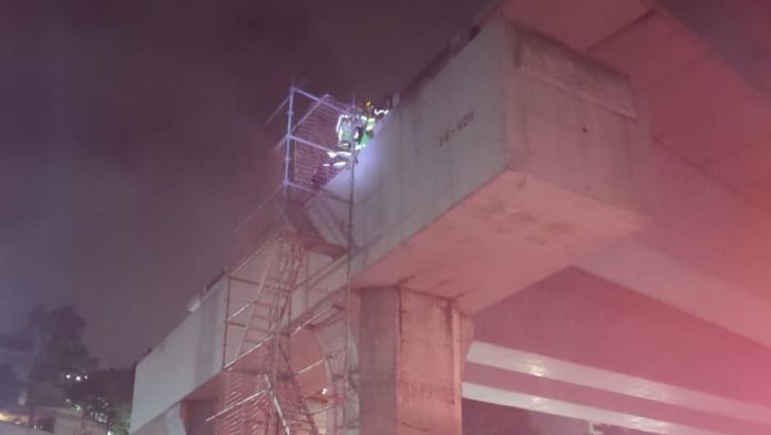 Accidente en obras de Tren Interurbano deja 2 personas heridas