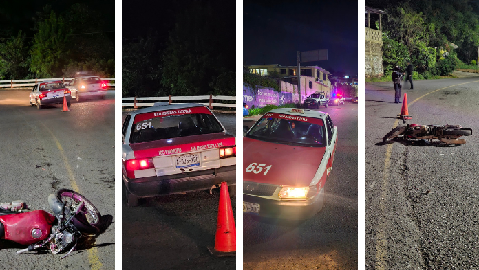 Taxi impacta y lesiona a motociclista en San Andrés Tuxtla