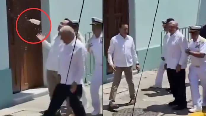 VIDEO | “No pasó a mayores”: AMLO luego de que le lanzaran una botella de agua en Veracruz