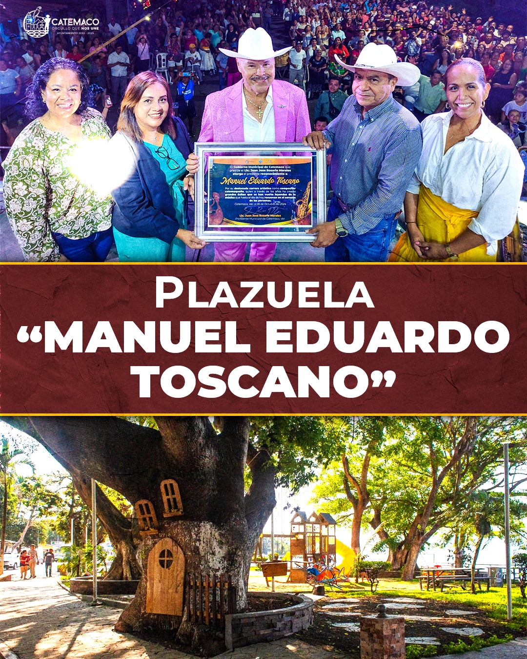 «Plazuela del Fandango» en Catemaco pasará a llamarse «Plazuela Manuel Eduardo Toscano»
