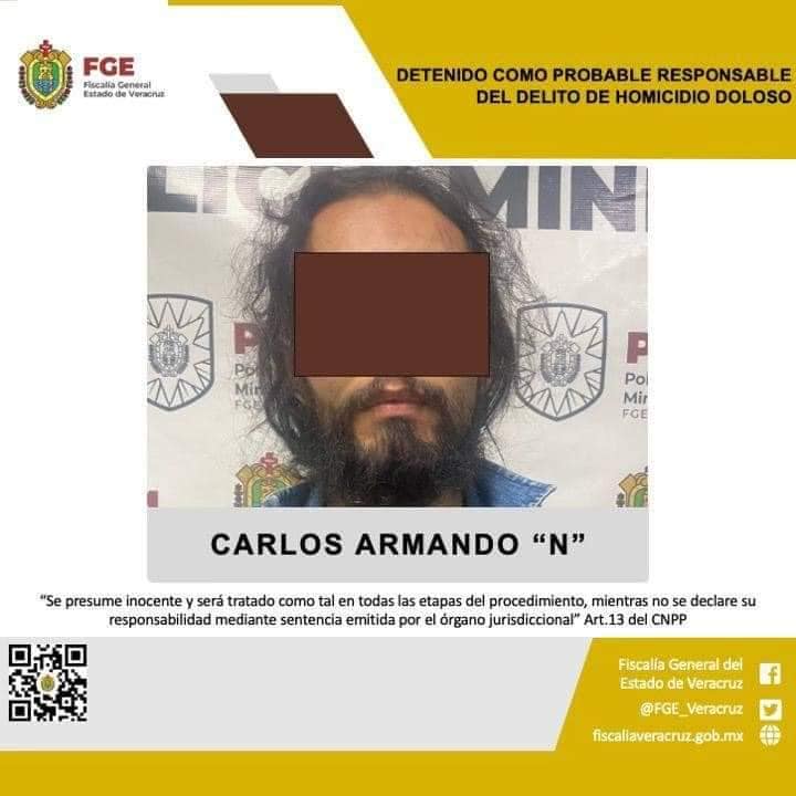 Carlos Armando N, detenido por crimen de cineasta en Xalapa