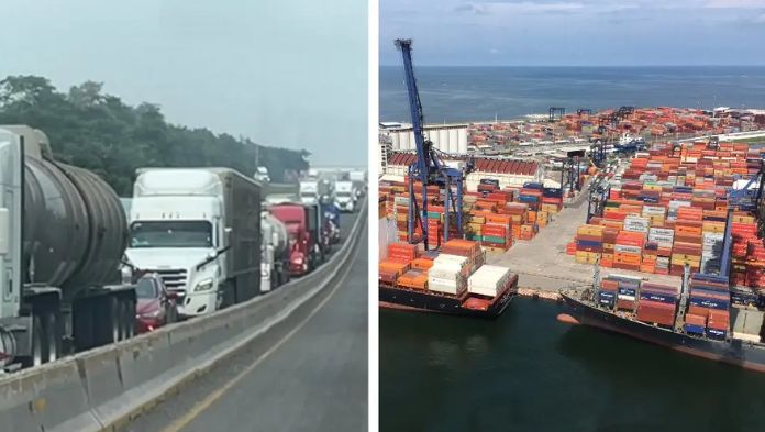 Puerto de Veracruz se satura; transportistas urgen reparar tramo afectado en Acultzingo