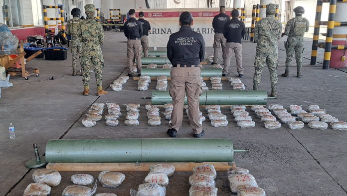 Aseguran cerca de 141 kilogramos de presunto clorhidrato de metanfetamina, en Recinto Portuario de Veracruz