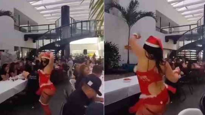 Bailarinas amenizan posada en Mando Único de SSP Veracruz