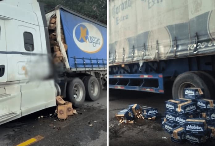 Camión de cervezas se accidenta; civiles rapiñan el producto