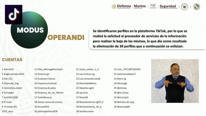 Lista completa de cuentas de TikTok usadas por reclutador veracruzano del CJNG para campo de exterminio