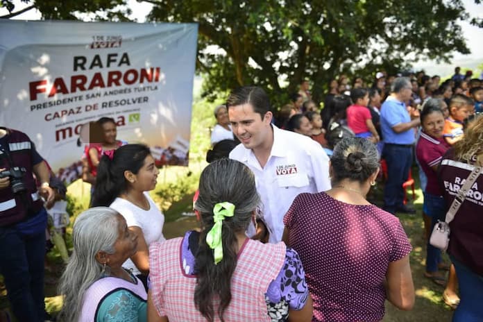 Candidato de la alianza Morena-PVEM, Rafa Fararoni en su arranque del Día