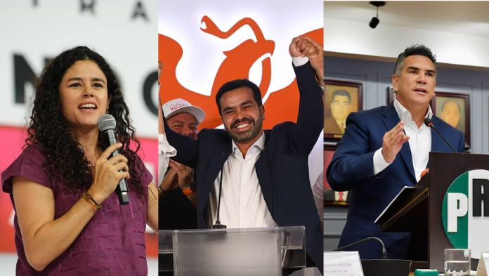 Luisa María Alcalde, Álvarez Maynez y Alito Moreno en arranque de campañas en Veracruz