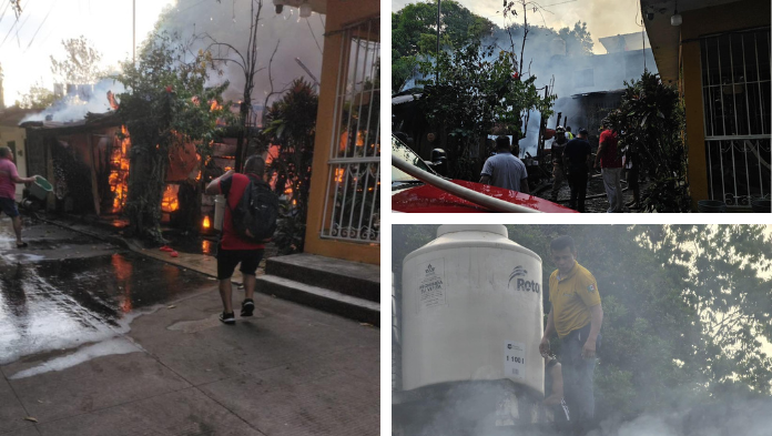 Incendio en San Andrés Tuxtla acaba con dos viviendas