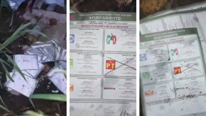 Hallan boletas electorales a favor del PT abandonadas entre cañales en Chocamán