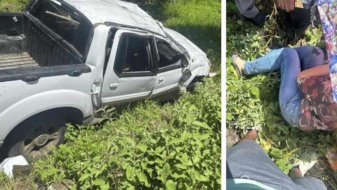 Aparatosa volcadura en carretera Nautla-Cardel deja dos heridos