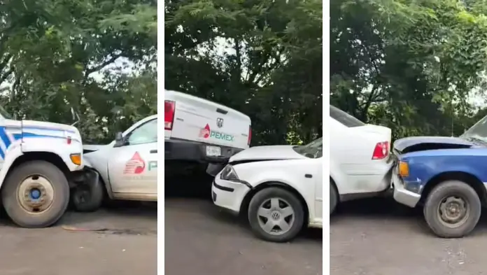 Choque múltiple en la carretera Santiago Tuxtla–Ciudad Isla
