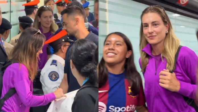 Barcelona Femenino llega a México y es recibido por decenas de aficionados