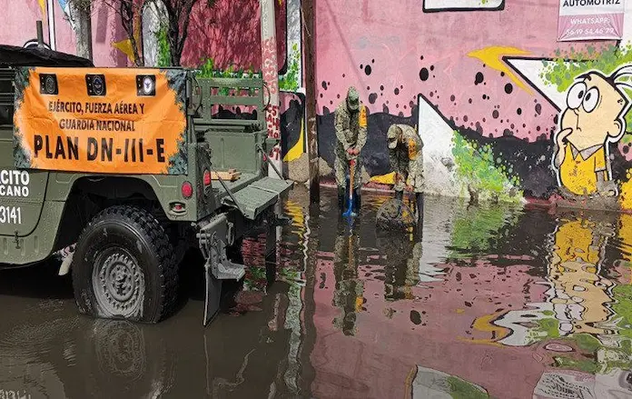 Ejército y Guardia Nacional activan Plan DN-III-E en Nezahualcóyotl tras intensas lluvias