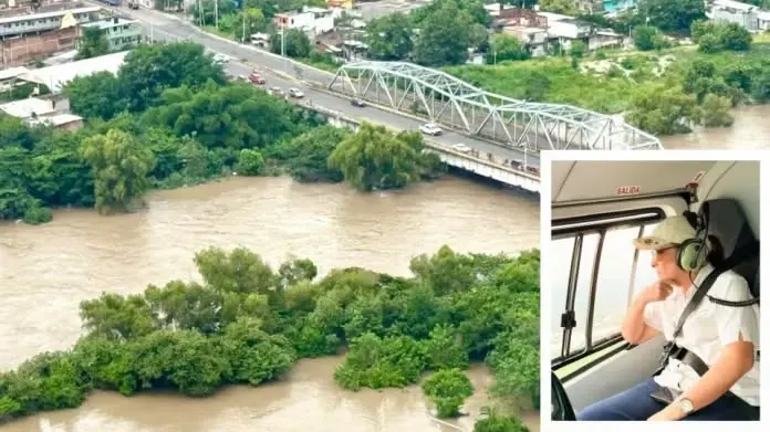 Rocío Nahle supervisa desde el aire el norte del Estado por las inundaciones