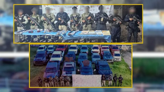 Aseguran droga, armas de fuego y camionetas blindadas en Tierra Blanca