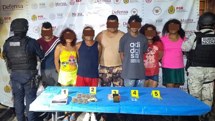 Siete detenidos en cateo con fuerzas federales en Angel R Cabada y Saltabarranca