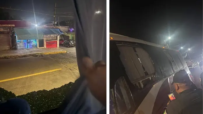 Ataque con objetos contundentes a autobús AU en la carretera federal 180, en Santiago Tuxtla
