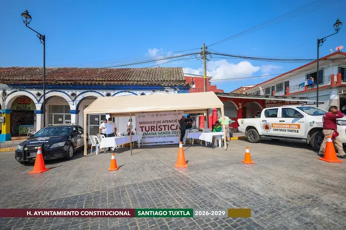En Santiago Tuxtla instalan módulo de atención turística y de primeros auxilios por Semana Santa 2026