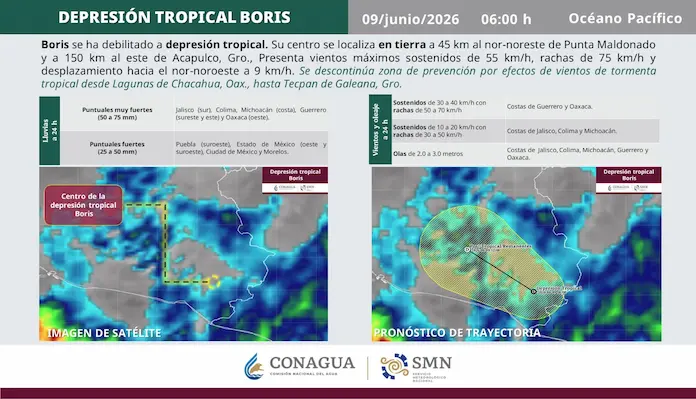 SMN: “Boris” se degrada a depresión tropical tras tocar tierra