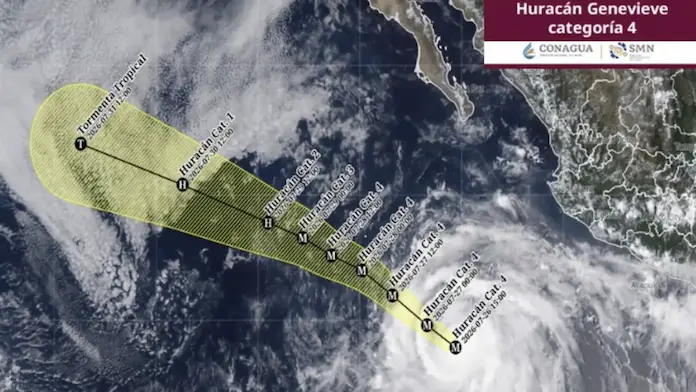 Genevieve se convierte en huracán categoría 4 en el Pacífico frente a México