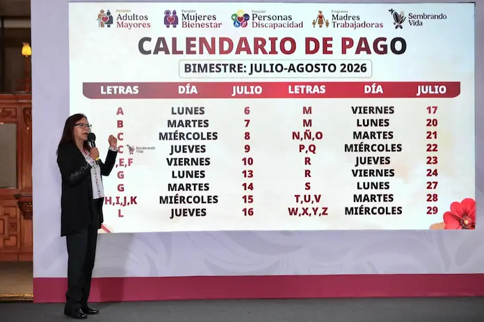 Pensión Bienestar 2026: revelan calendario OFICIAL de pagos del 6 al 29 de julio
