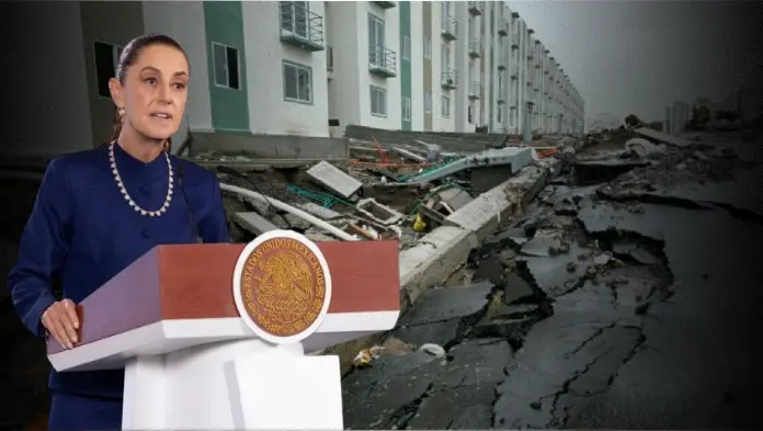 Pide Sheinbaum informe a INFONAVIT por deslave en obra de viviendas en Veracruz