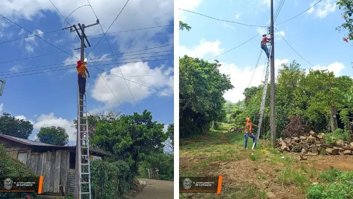 Instalan lámparas y llevan iluminación a familias de Península de Moreno en Catemaco